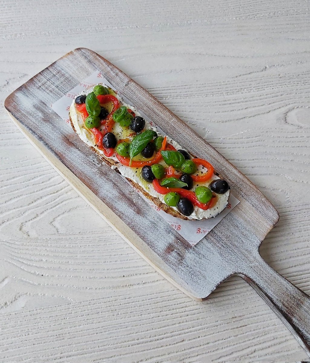 Ardsallagh goats cheese mousse and sourdough crostini, roasted red pepper agro dolce, black olives, basil puree. A delicious new addition to our new menu! Providing very popular amongst our customers