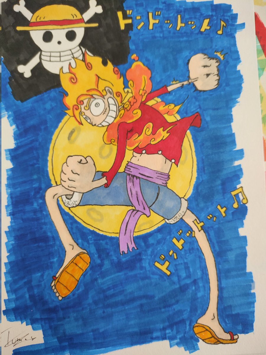 CapBizarro's tweet photo. Igual lo he estropeado un poco al darle color, pero bueno: #ONEPIECE1044 #gear5 https://t.co/4zpSEnqy4o