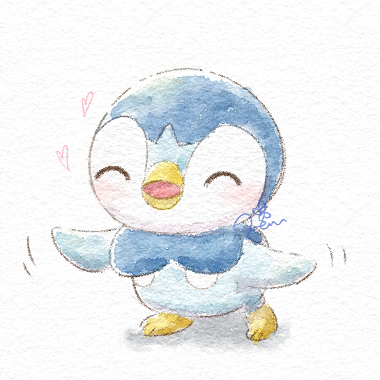 piplup no humans closed eyes solo pokemon (creature) white background heart standing  illustration images