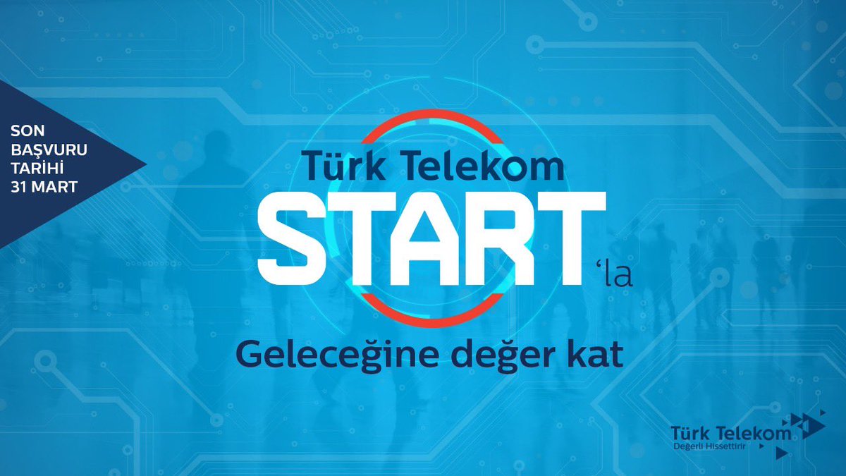 Türk Telekom START Genç Yetenek Programı’na başvurular devam ediyor!  Programa katılmak için turktelekomkariyer.com.tr/start adresinden başvurunu yap, sen de Türk Telekom START’la Geleceğine Değer Kat!  Son başvuru tarihi: 31 Mart 2022  #TürkTelekom #DeğerliHissettirir