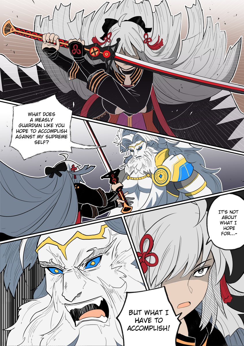 Okitan & Maou comic collaboration with @ShaTheArtistY Go check out their works!  
Slight spoilers for those who haven't started Olympus
#FGO 
1/2 