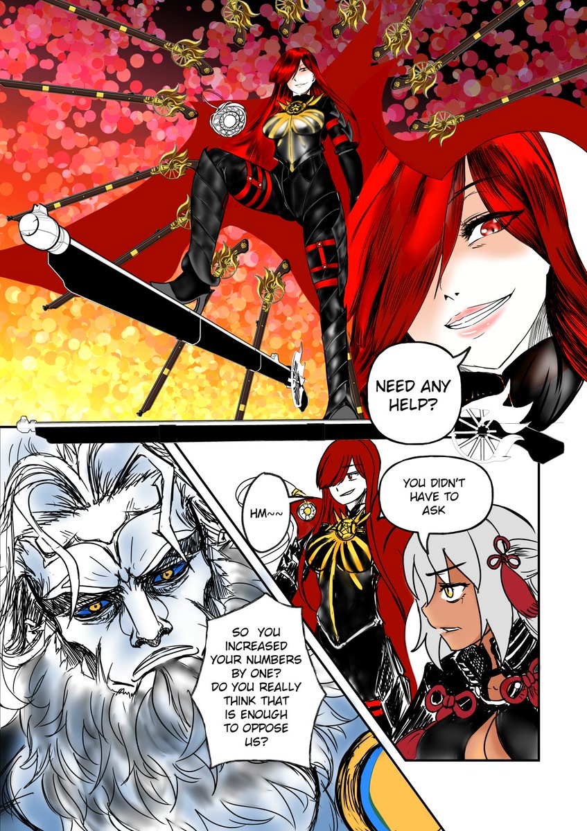 Okitan & Maou comic collaboration with @ShaTheArtistY Go check out their works!  
Slight spoilers for those who haven't started Olympus
#FGO 
1/2 