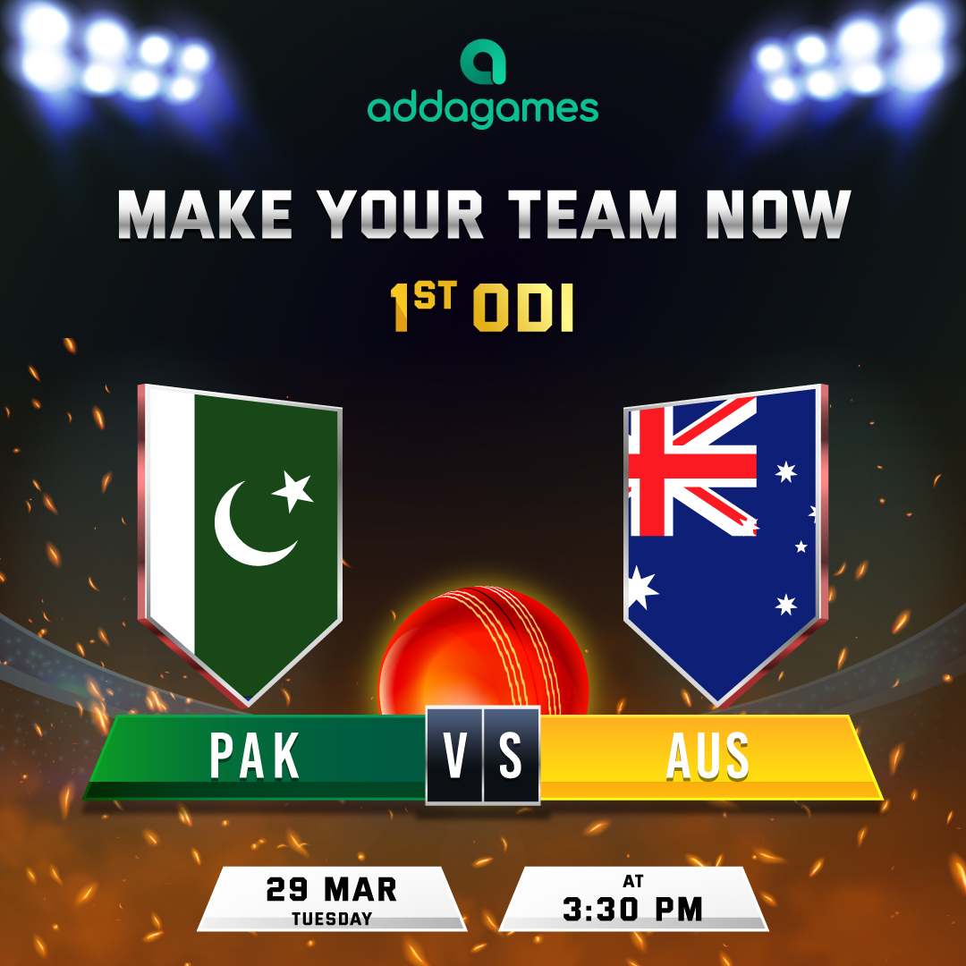 PlayAddaGames's tweet photo. Cricket fans will hope for an exciting match when #Pakistan and #Australia meet in their 1st ODI match today 3.30pm.🏏😍Rank the whole team on adda games and increase your chances of winning 😎
.
#addagames #pakvsaus2022 #AUSvsPAK #PAKvsAUS #IPL #Cricket #CricketTwitter https://t.co/ejJwxd35K8