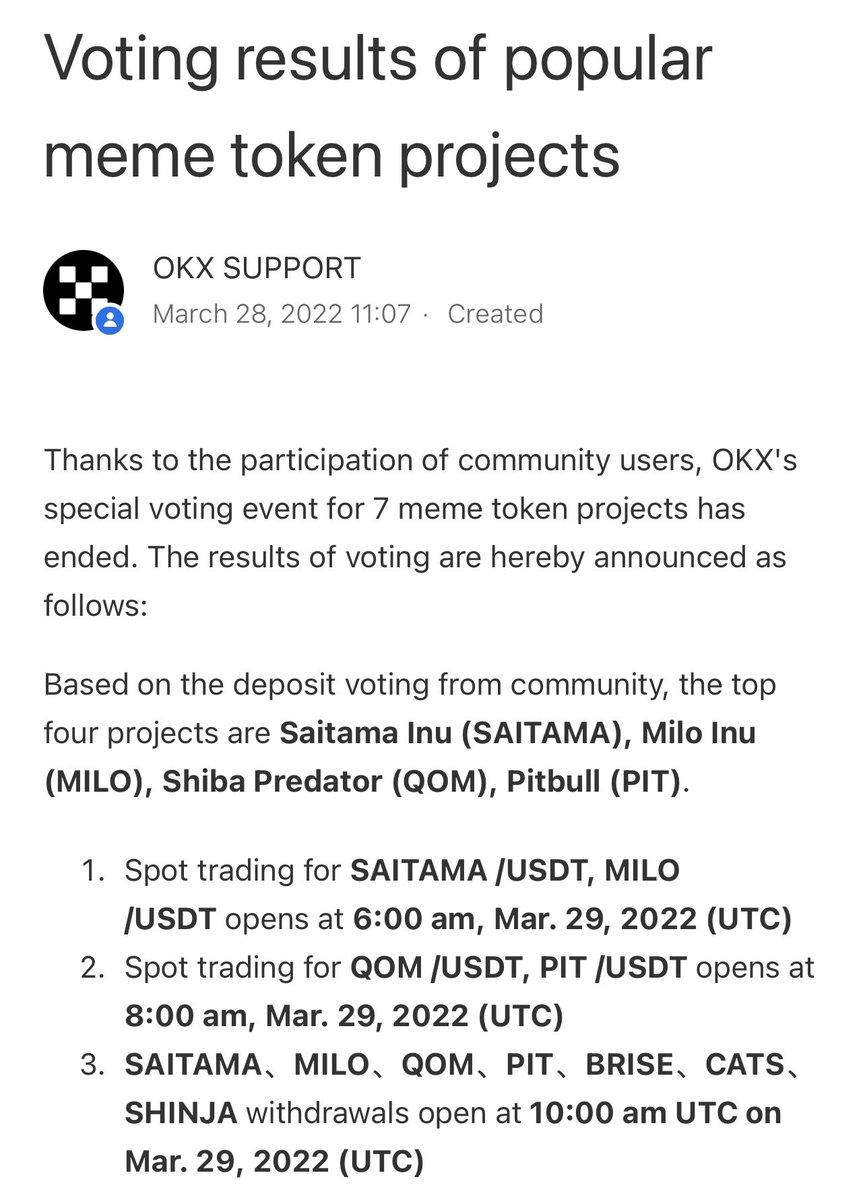 Let’s go Saitama WolfPack 🔥❤️ Okex Listing coming up

okex.com/support/hc/en-…