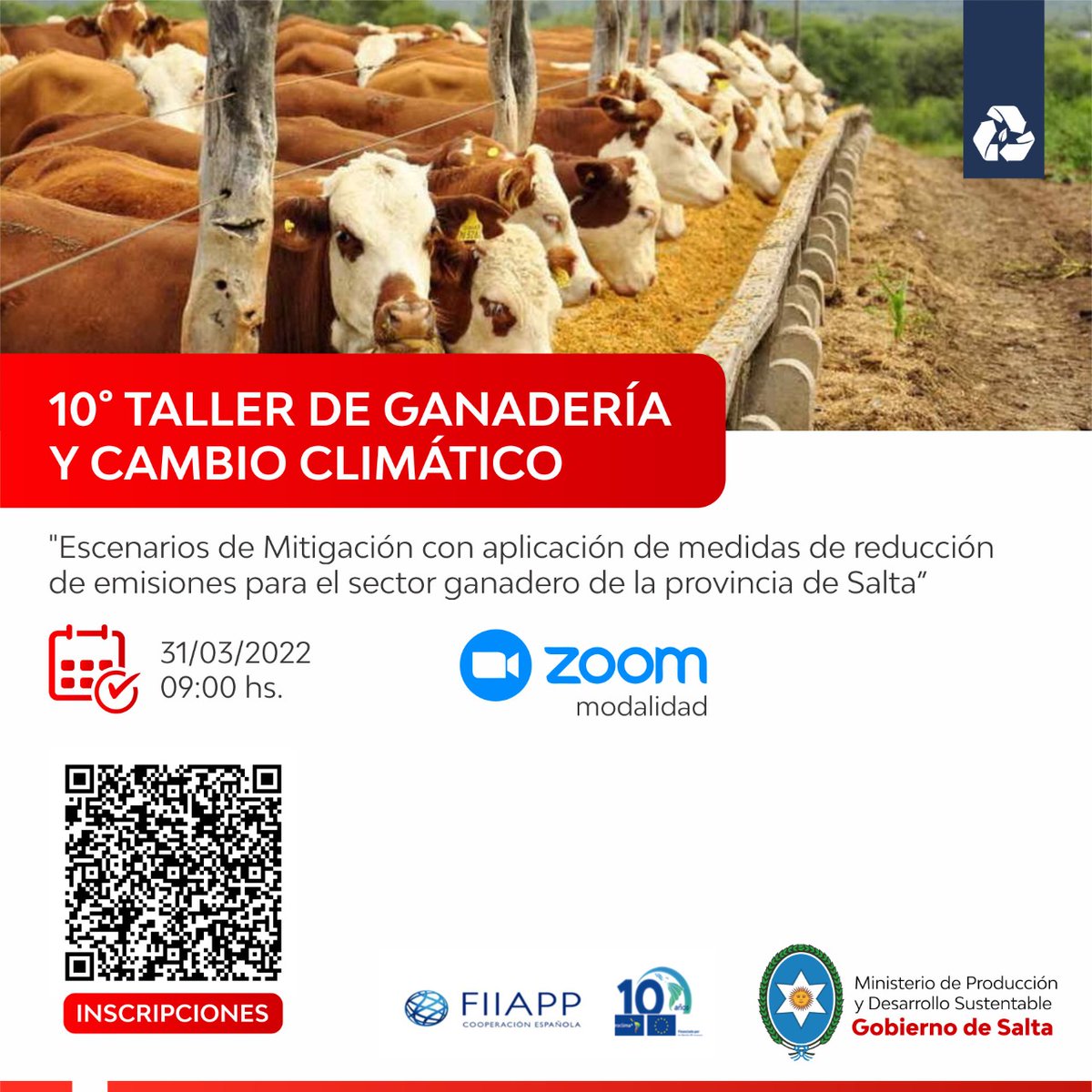 #Ambiente Taller de Ganadería y Cambio Climático 🐄

Será el 31 de marzo a las 09 por la plataforma ZOOM, escaneando el código de la placa accedes al formulario de inscripción. 👆
