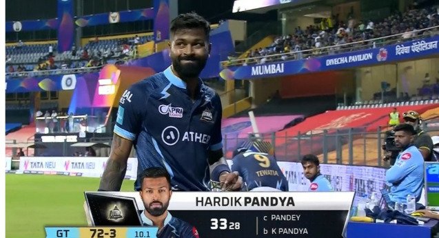 RockWithboAt's tweet photo. "Bhai par bharosa rakh"
.
.
.
.
.
A few moments later!

@gujarat_titans @hardikpandya7

#MoveOfChampions #GTvsLSG #IPL2022 https://t.co/qgGgWl7qB3