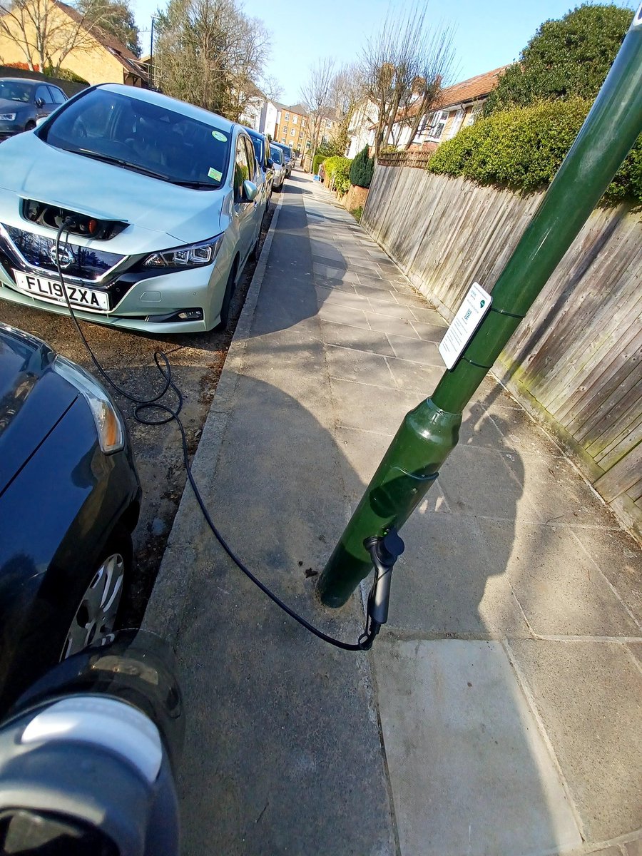 Lamp posts being turned into a dual purpose electric car charging points in some parts of England.