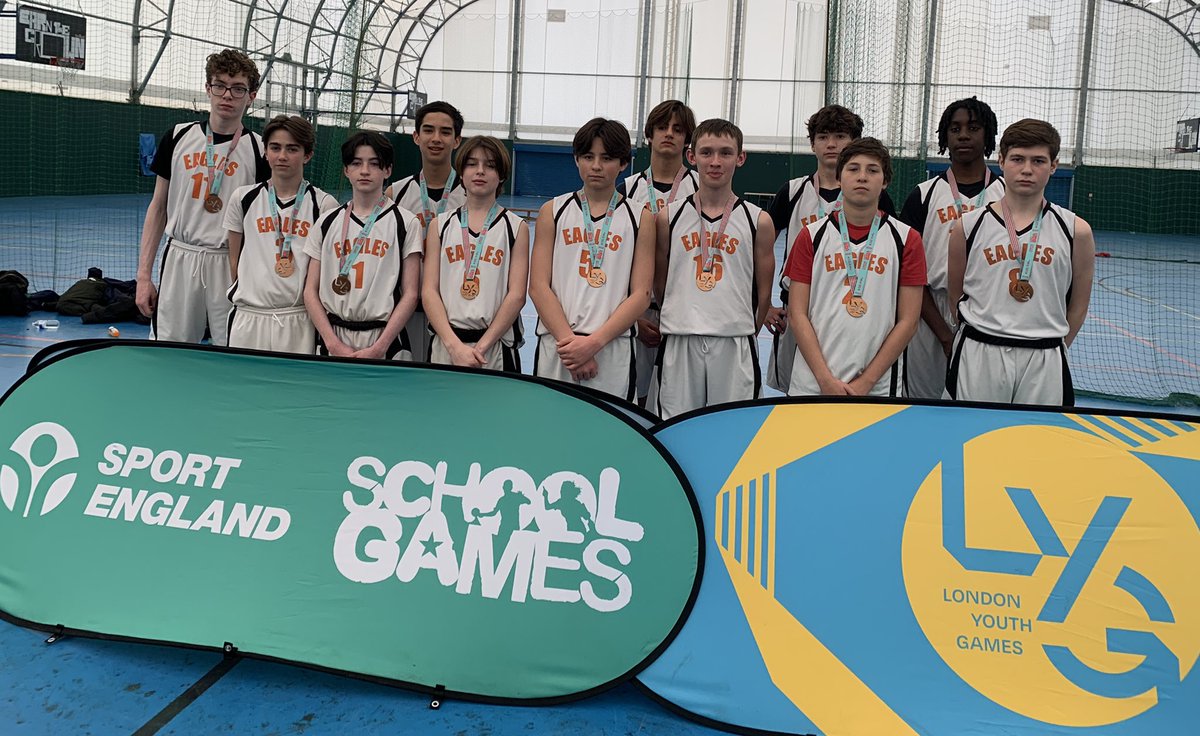 TheScrollASL's tweet photo. The U14 boys basketball team took third place at the London Youth Games Final Four on March 28. They lost the first game 42-27 to Saint Thomas More. Then they won the second  game 37-34 against Harris City Academy Crystal Palace to win the bronze. #ASLEagles #londonyouthgames https://t.co/5QZZBje3j5