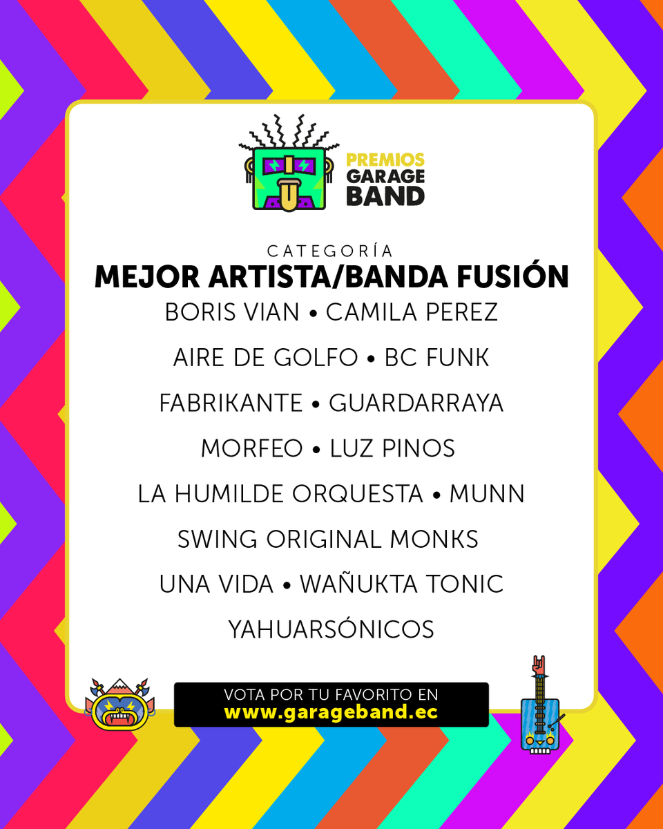 GarageBandEC's tweet photo. Las votaciones estarán abiertas hasta el 10 de abril. https://t.co/LhKv1U7CEh https://t.co/gSXw9Aeg1X