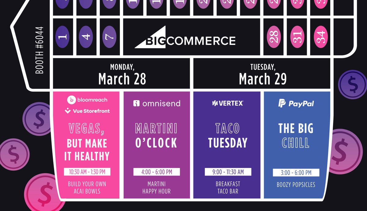 BigCommerce's tweet photo. It's #shoptalk week! We've got some fun things going on at booth 6044 — stop by or sign up for a demo: https://t.co/bpi51ubShL https://t.co/6dzJaiHJbS