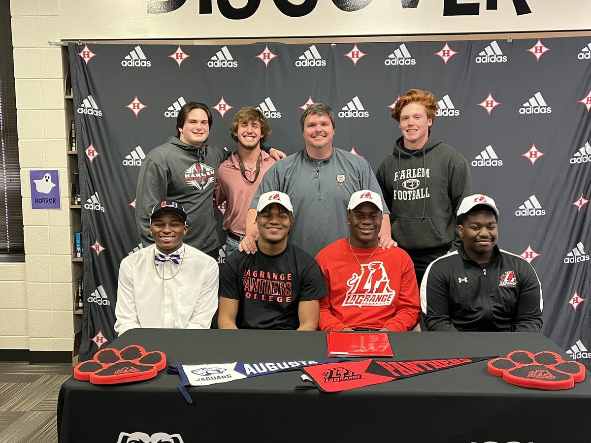 Congratulations to our 2022 football signees! Jeremiah Ellis signed today with Augusta Untied and Tony Hart, Jacob Robinson, &amp; Cody Lindsay all signed with LaGrange College!@LCPanthers_FB <a href="/_augustaunited/">The Augusta United</a>  <a href="/HarlemFootball/">Harlem Bulldogs Football</a>