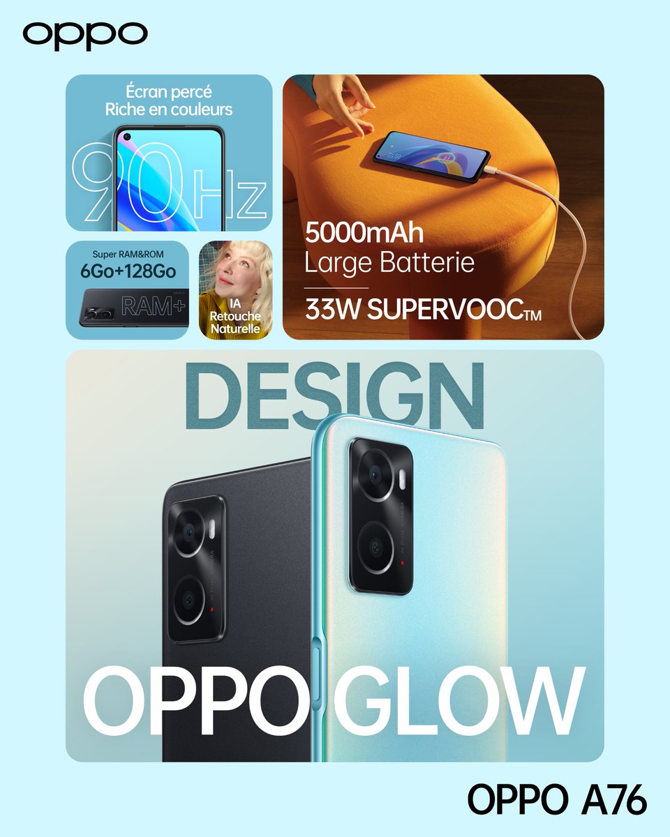 OPPOMorocco's tweet photo. Nous sommes ravis d'annoncer le nouvel #OPPOA76 et ses multiples fonctionnalités faisant partie des meilleurs du marché !
#NewOPPO #NewTechnologie #ColorOS11 https://t.co/vgxqdktMgG