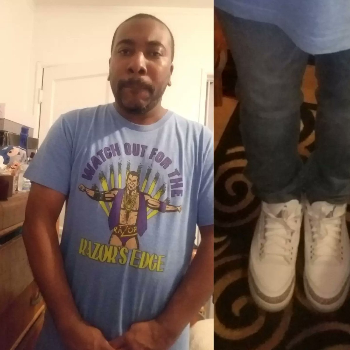 JonWatson0984's tweet photo. "Hard work pays off, dreams come true. Bad times dont last, but bad guys do".  #RipBadGuy #RIPScottHall #riprazorramon
In honor of #wrestlemaniaweek &amp; the whole wrestling &amp; sneakers I'll be wearing some of my favorite wrestling tshirts &amp; sneakers. #wwe #wweshop #homage #unc3s https://t.co/VdfoWGPYyR