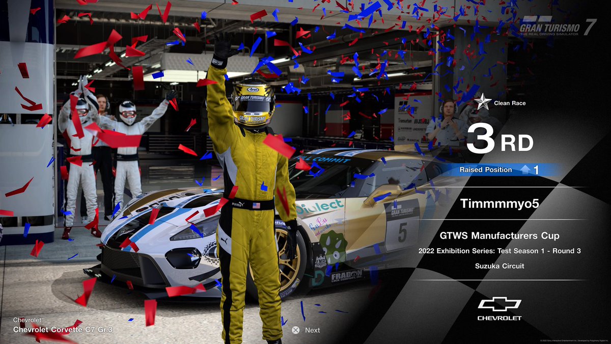 Timmmmy05's tweet photo. I’ll take it for no practice, 1 dc’d 2 punts for P15 and 3rd on the last slot. I’m liking the #GT7 Suzuka version . We might be able to be friends again! #FullCommitRacing @EMREventPark @DialectApps https://t.co/754QeVM655