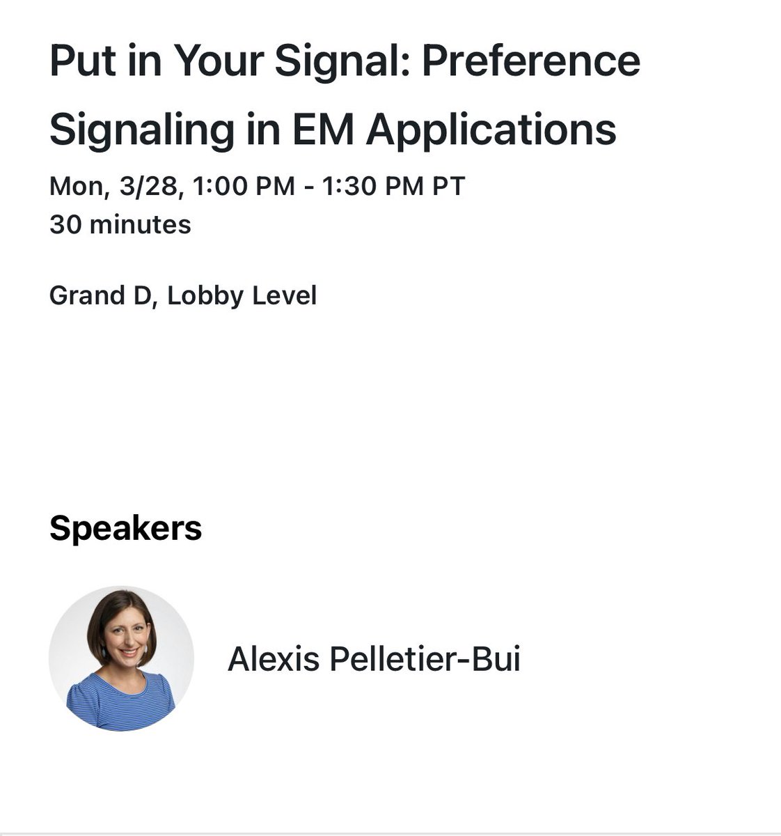 #CORDAA22 attendees - come learn more about Preference Signaling TODAY 3/28 at 1p in Grand D!! 

#EMbound