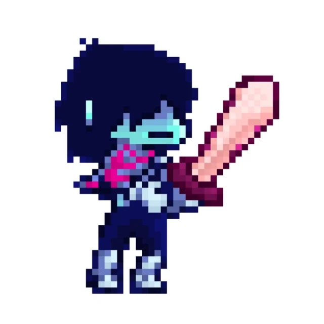 Today's honorary JRPG McSwordGuy of the day is Kris from Deltarune!
(i believe the battle sprite is an edit but I was unable to find the unedited version, sorry about that)