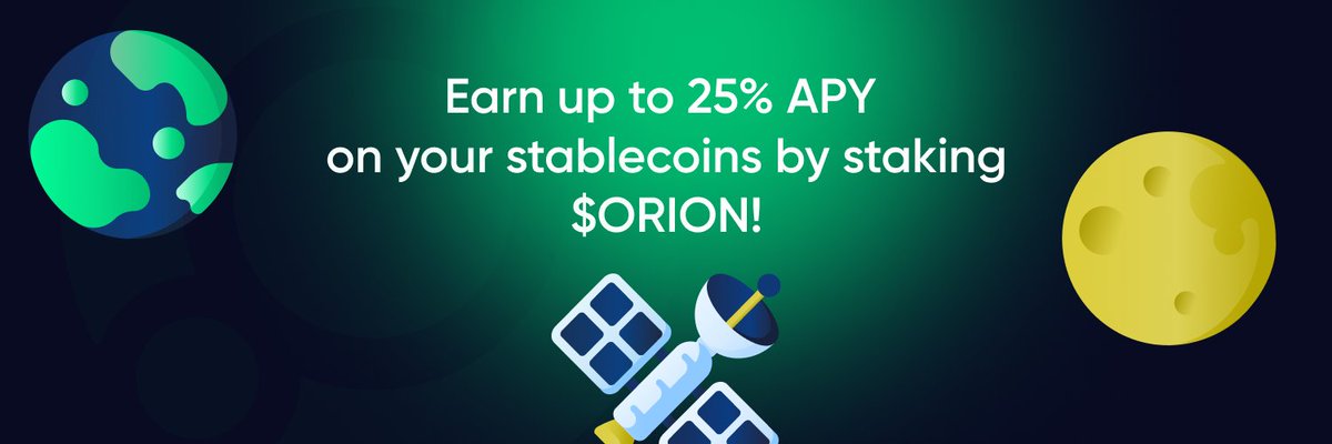 Orion Money launched $ORION APY Levels! 🌎🛰🌕

Stake $ORION and earn up to 25% APY on your favorite stablecoins! 💸💸💸

APY Levels is LIVE! Check it out in @Orion_Money dApp: App.orion.money

Read 🧵below or our post for more info:
orion-money.medium.com/4640b42bd953