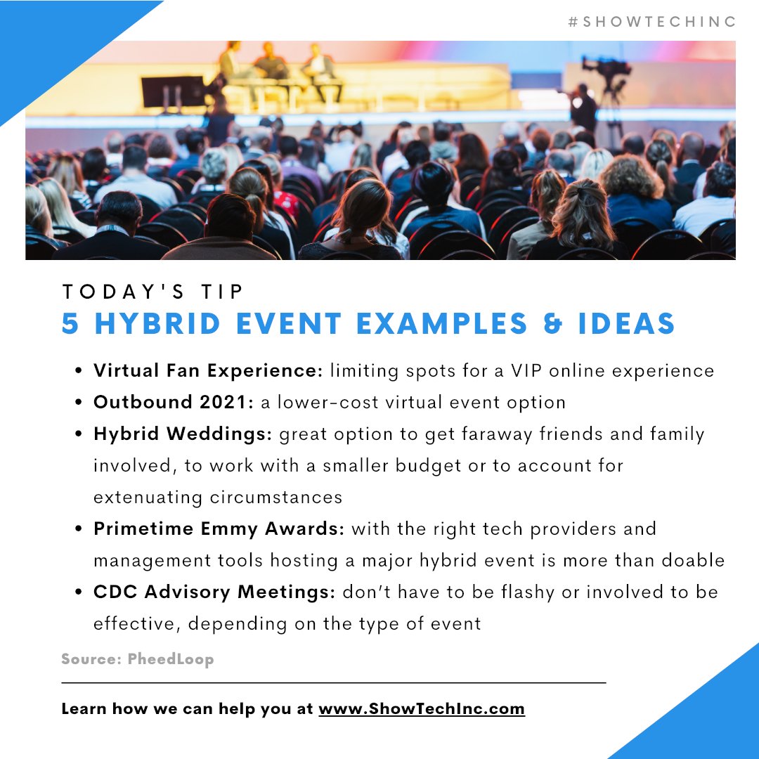 STIAudioVisual's tweet photo. How do you make your hybrid event successful and unique? Here are five innovative examples that you can learn from and ideas to incorporate into your next hybrid event: https://t.co/M96kCVg1nx   #ShowTechInc #EventPlanning https://t.co/kmNuHWiG2P