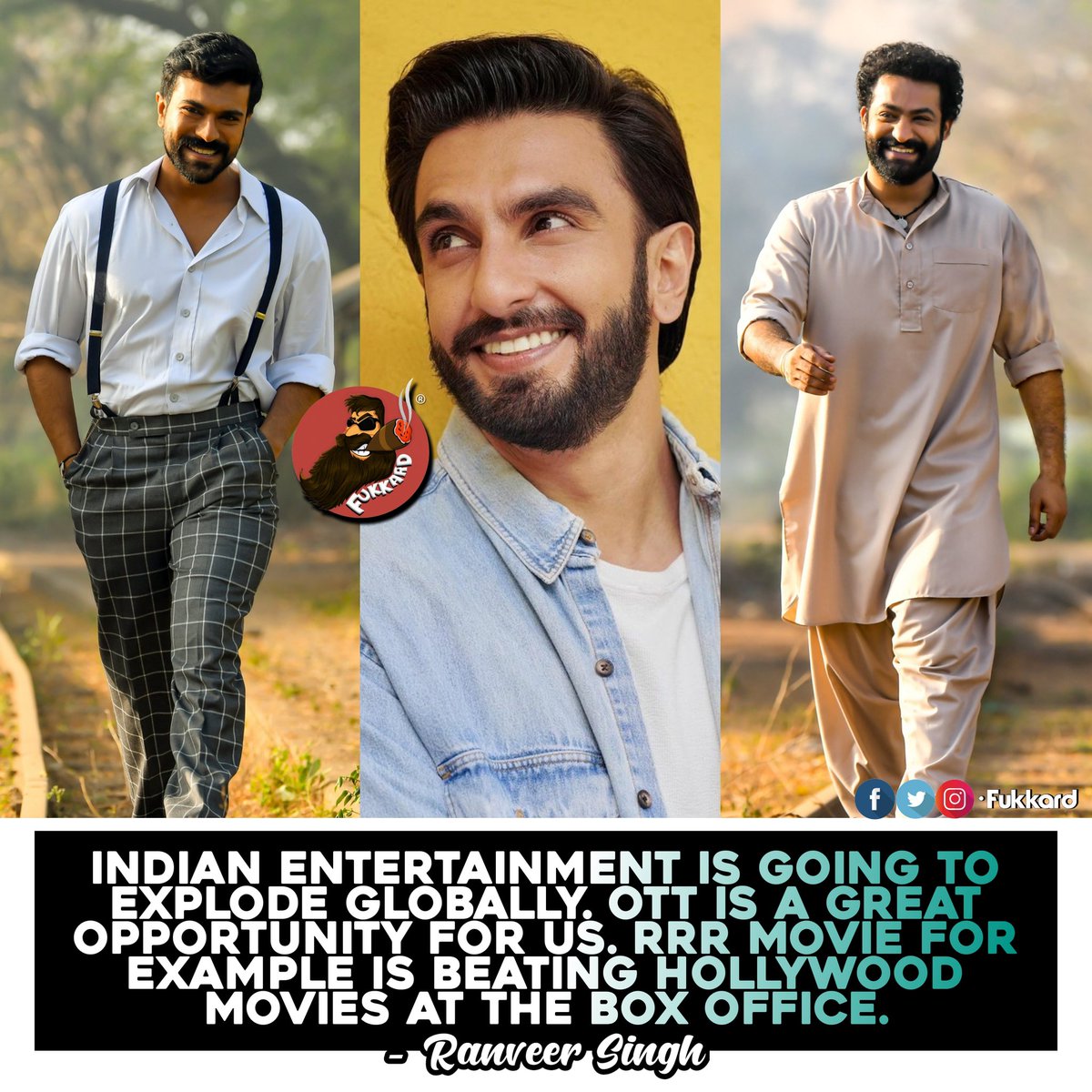 Fukkard's tweet photo. Highest grossing movie this weekend worldwide - #RRRMovie 🔥🔥🔥

#RanveerSingh #NTR #RamCharan #SSRajamouli https://t.co/jqG5VtwKuw