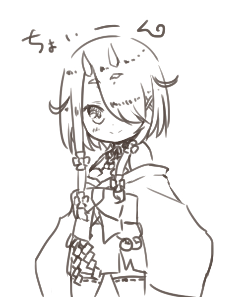 鬼灯わらべさん。
頭身低く描いてみるの図。 
