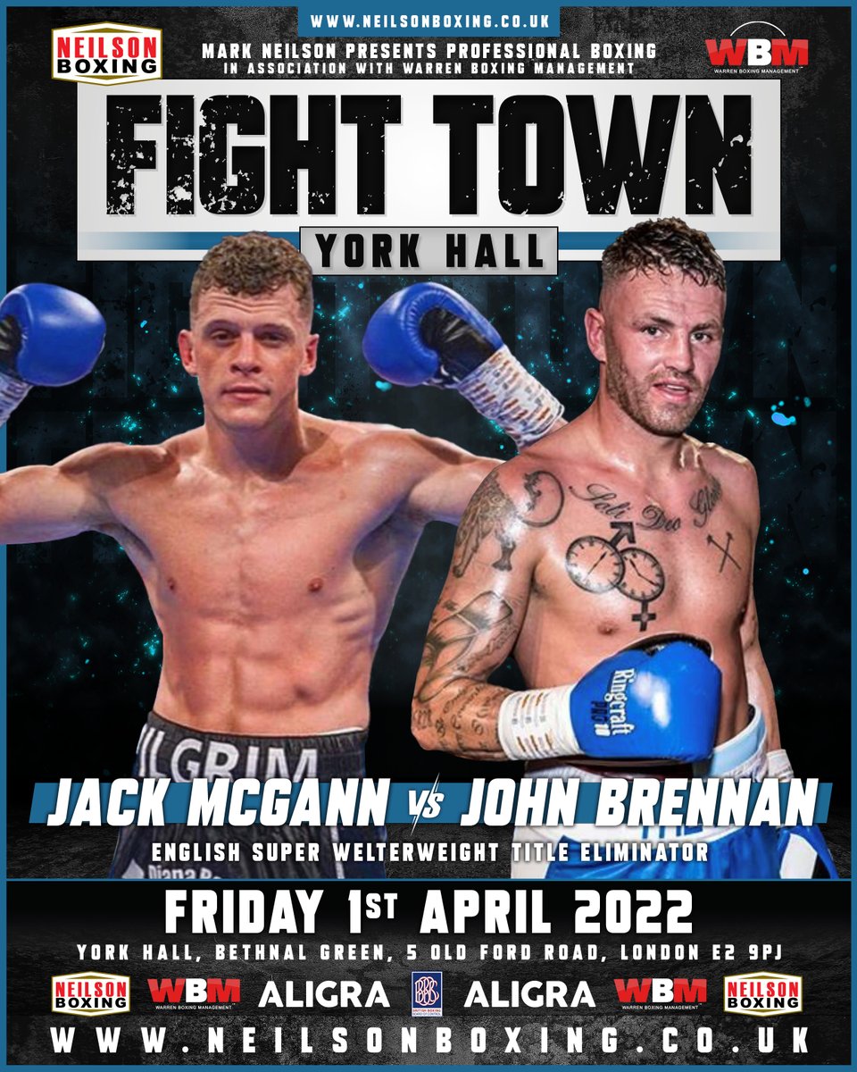 NeilsonBoxing's tweet photo. This Friday we are at the iconic York Hall, Bethnal Green where @JackMcGann93 &amp; @JohnTheDon_6 go head to head in an English Super-Welterweight Eliminator.

The first of many great London fight nights to be put on in association with @WarrenBoxingMan 
#FightTown #YorkHall https://t.co/tU2JsrnLLx