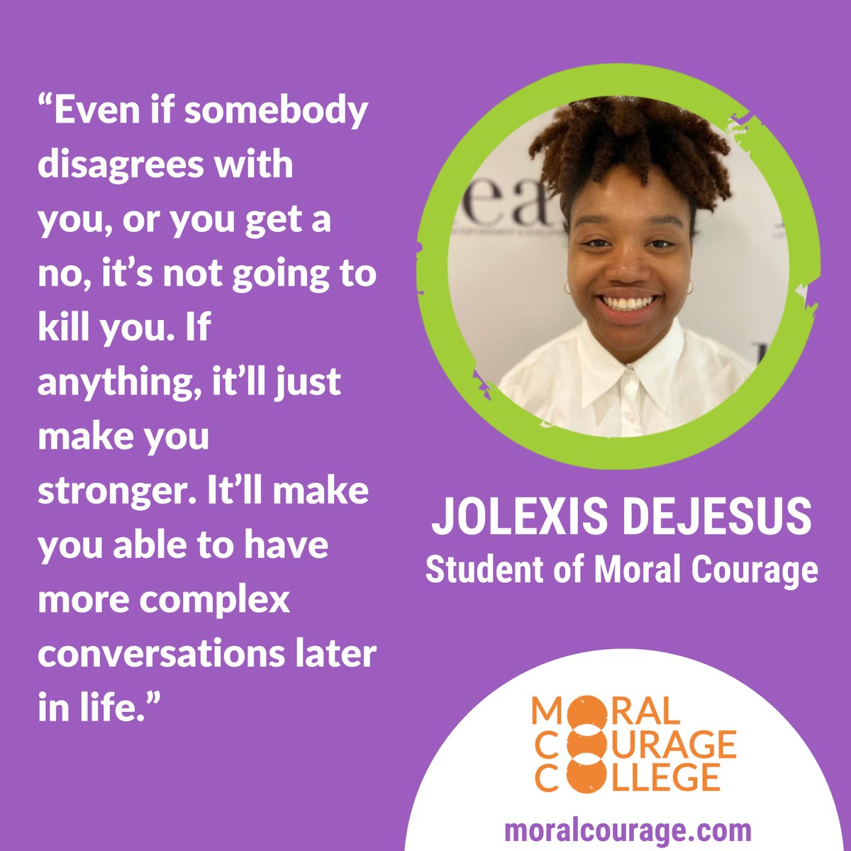 Jolexis DeJesus is an alum of @MoralCourage College & a junior @wesleyan_u. Raised by a single mom, she knows the pain of seeing family deported & scrapping her way thru life. That's why this budding artist is working for the 'emotional advancement' of all humanity. Example 👇🏽