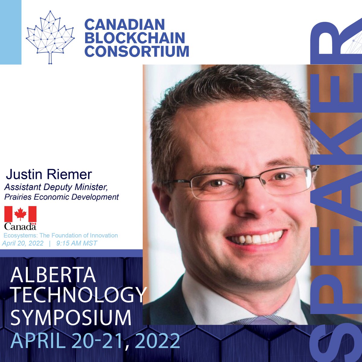 Bitcoin_CBC's tweet photo. Today's Alberta Technology Symposium Speaker Spotlight is Justin Riemer, Deputy Minister of Prairie Economic Development
#AlbertaTechSymposium brings our innovative experts and companies together to showcase our evolving future.
Join us on April 20-21 - https://t.co/6rC9sZsygo https://t.co/LQGvfjmX9q