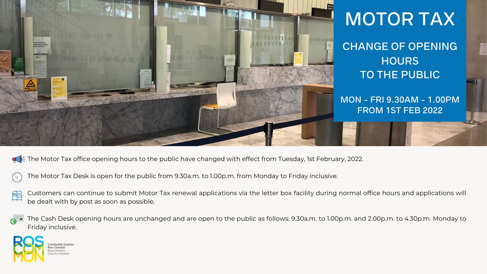 County Council on Twitter "📣Motor Tax Office Change of