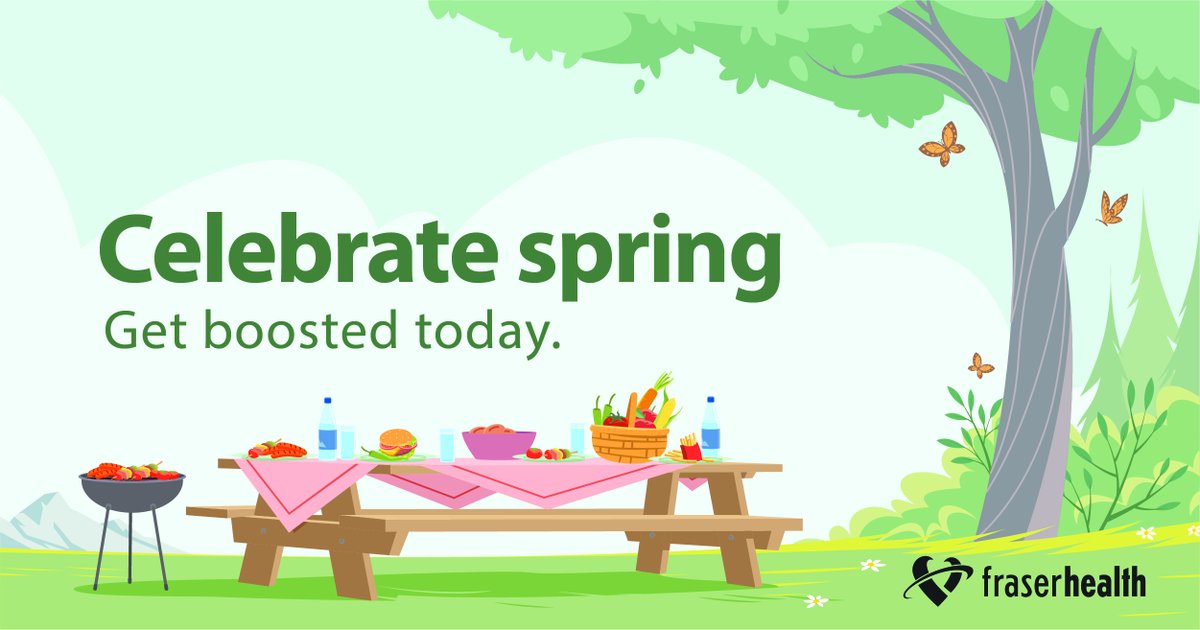 Fraserhealth's tweet photo. This spring, don’t let COVID-19 ruin your picnic. Book your booster today: https://t.co/tnJVWfZB0c | #VaxForBC #BCimmUNITY https://t.co/3yGoezkFrC