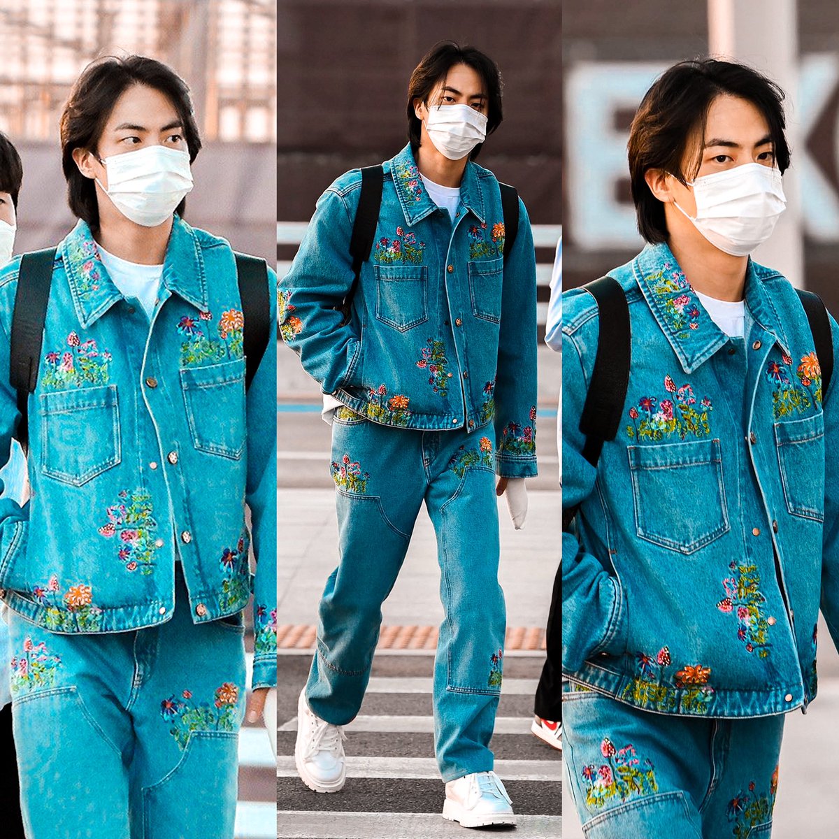 BE_yei's tweet photo. Su manito 😭

HAVE A SAFE FLIGHT JIN
 @BTS_twt ✈️ https://t.co/w20WBap1Ls