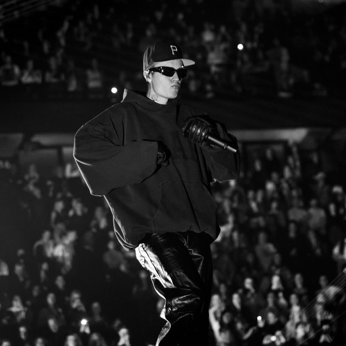 Justin Bieber in the YZY/Gap/Balenciaga hoodie