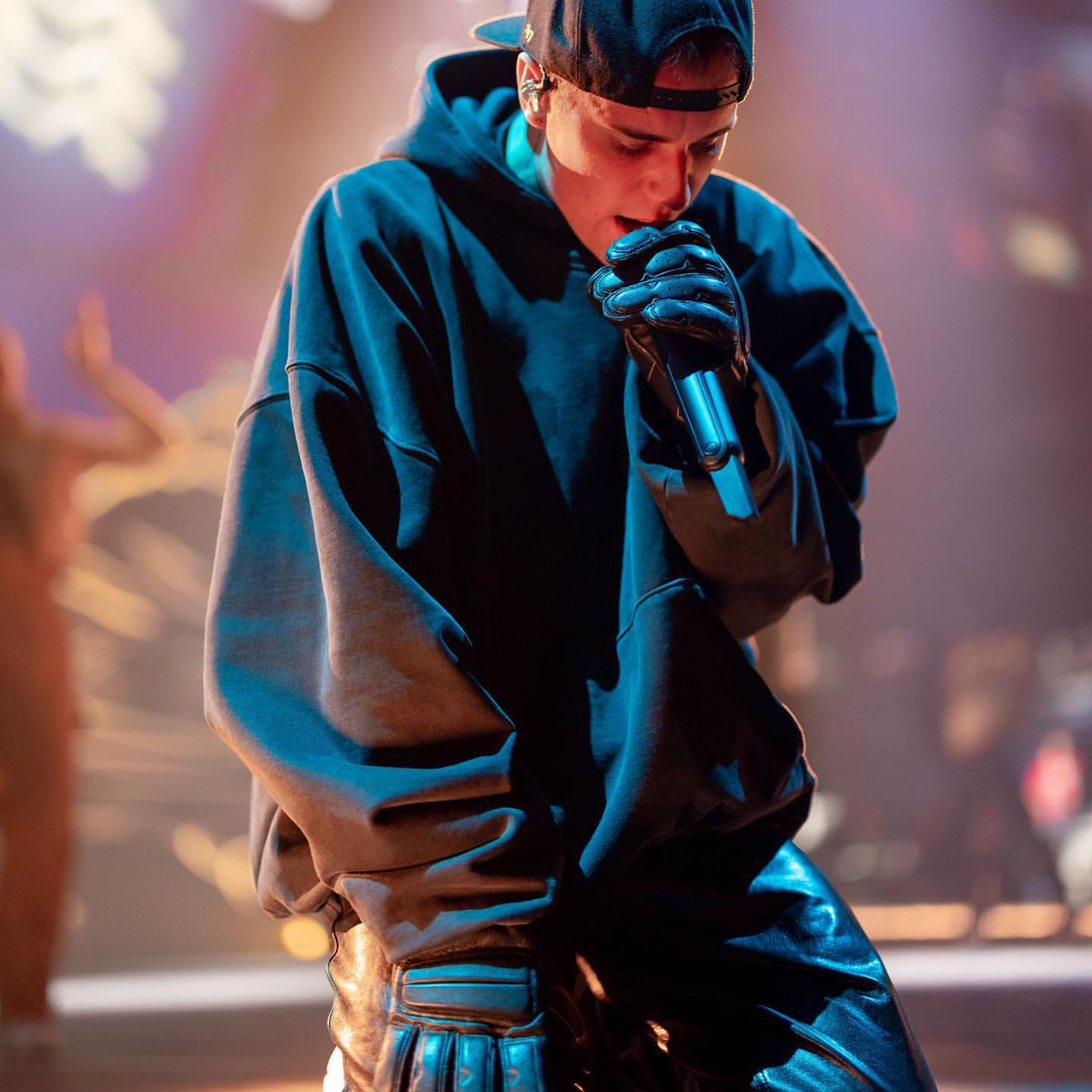 Justin Bieber in the YZY/Gap/Balenciaga hoodie