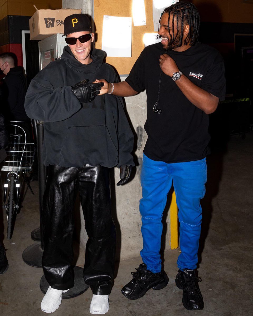 Justin Bieber in the YZY/Gap/Balenciaga hoodie