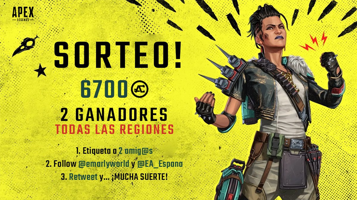 emarlyworld's tweet photo. 🎁 SORTEO APEX COINS🎁

 🪙 6700 Monedas
(2 Ganadores / Cualquier Plataforma)

📌 Requisitos:
👨‍👧‍👦Etiquetar a 2 amig@s
🏃‍♂️Follow @EA_Espana y @emarlyworld 
🔁RT 
 
⏰ Finaliza el Viernes 1/04 a las 🇪🇸 21h

¡Mucha suerte!🤞�� https://t.co/oZXRzN4es6