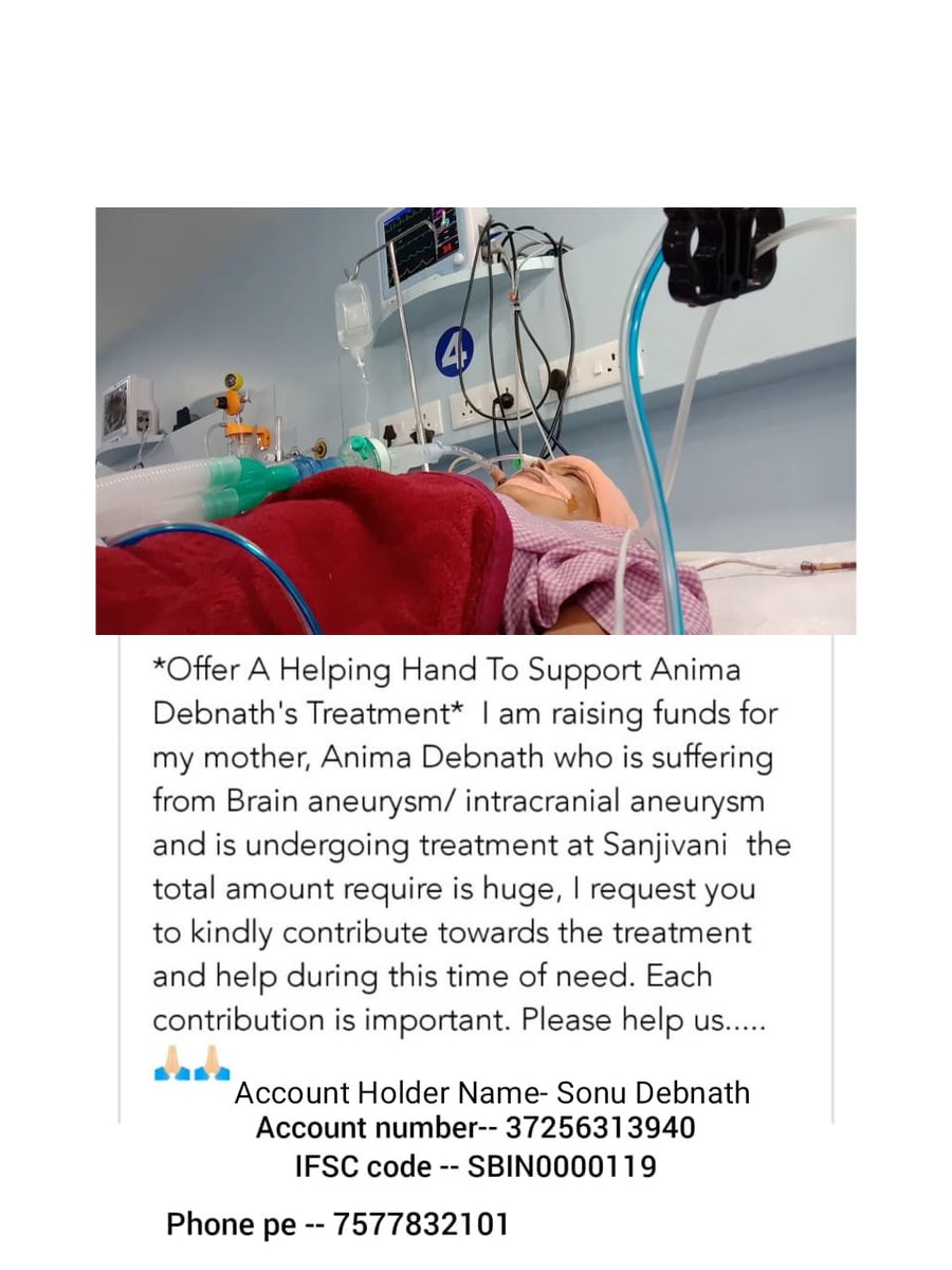 BaishaliDebna11's tweet photo. @soodfoundation 
@SonuSood
Sir She is my Mother.She is Suffering with Brain Aneurysm which got ruptured and Currently admitted at Sanjeevani,Siliguri. Doctor said we have to take her to Delhi for surgery. This is a medical emergency.Sir we need your help..please help us sir🙏🙏. https://t.co/VAYiyix4Tq
