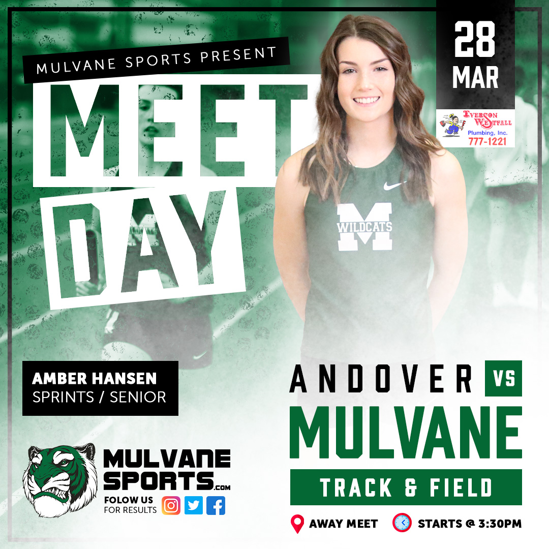 🥇 The first MHS Track &amp; Field meet is today at 3:30pm in Andover after being postponed due to weather last Thursday. Today's weather looks much more ideal with a sunny 65+ degrees during meet time! Good luck, Wildcats! <a href="/MulvaneTrackXC/">Mulvane Track & XC</a>