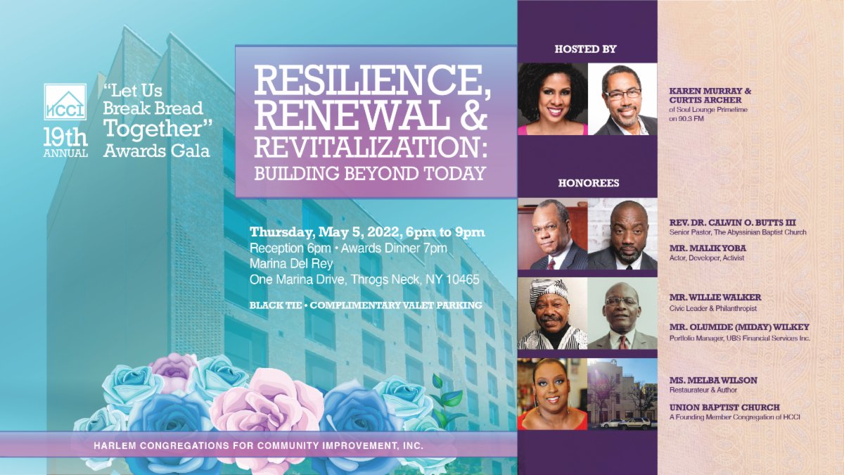 Join HCCI as we celebrate 36 years of community service with a festive gala at Marina del Rey! Honorees include Rev. Dr. Calvin O. Butts III, Mr. Malik Yoba, Mr. Willie Walker, Mr. Olumide "Miday" Wilkey,  Ms. Melba Wilson, and Union Baptist Church! conta.cc/3tIop2n