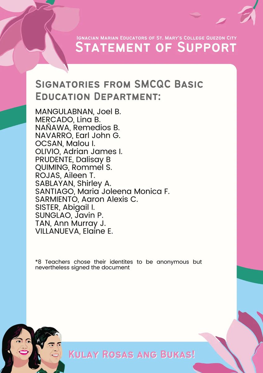 mattatag's tweet photo. Ilang araw bago ang halalan, ang mga guro ng St. Mary's College, Quezon City, sa ilalim ng patnubay at gabay ni Kagalang-galang Ignacia del Espiritu Santo, ay sama-samang titindig para sa pagbabago sa sektor ng edukasyon - https://t.co/wxpiM22uVO