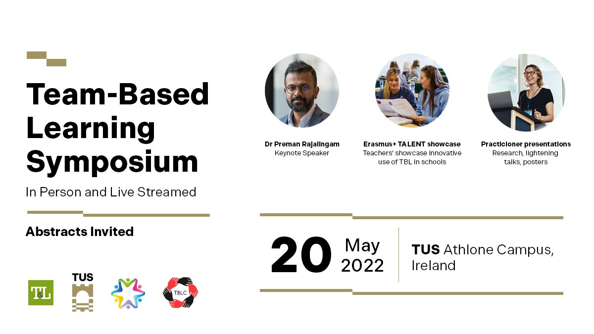 Only 4 days left to submit an abstract for the TBL symposium: #TBL22
Submit an Abstract here: lnkd.in/d7-Yp_8F
Register for the symposium here: lnkd.in/dSxPKhqw
To find out more go to ait.ie/news-and-event…
See you in Athlone, on the 20th May