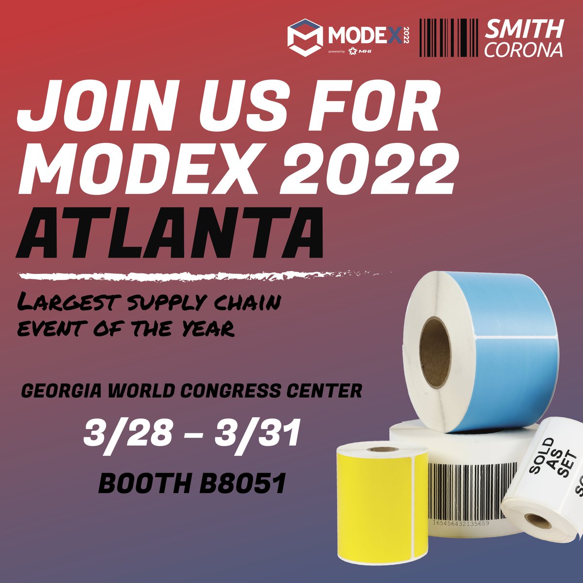 Shaq isn't the only superstar at #MODEX2022  - we're here, too! Come say hi to our Smith Corona team at booth B8051! #supplychain