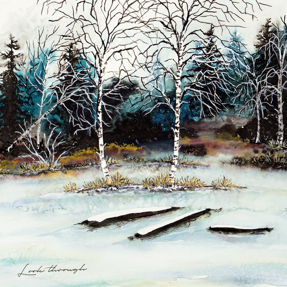 We have a song out 8th April together with <a href="/thesatstation/">The Satellite Station</a>! Painted by our one and only <a href="/AbiEleri/">AE</a>, the artwork shows a quaint and quiet snow blanketed forest the day after a snow storm, representative of themes throughout the song. Please Presave here: push.fm/ps/look-throug…
