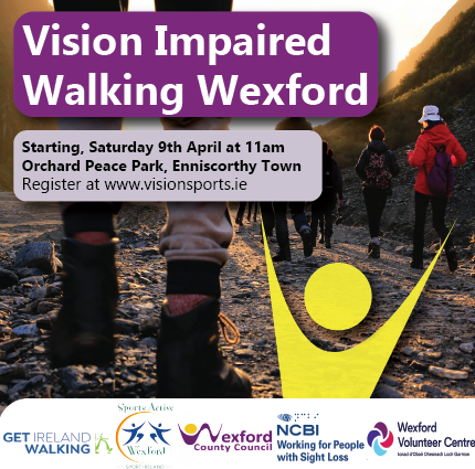 visionsportsirl's tweet photo. Wexford Vision Impaired Waking Programme 🚶

📅 Starting Saturday, April 9th at 11am
📍 Orchard Peace Park, Enniscorthy Town

Come along and explore the various accessible walking trails throughout your community!

Register today➡️ https://t.co/NsOWOuqmgS

#visionsportsire https://t.co/QsI5btujRE