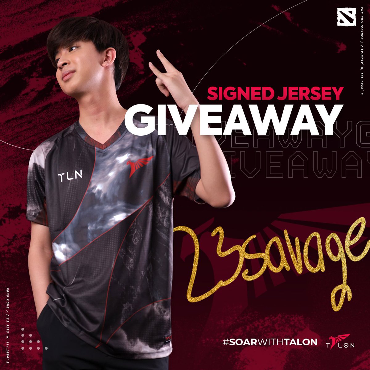 23savageDotA's tweet photo. Sup everyone,I’m having a a giveaway for my signed jersey gl!
1. Follow @23savageDotA and @Talon_Esports
2. Like and Retweet this post
3. Tag a friend in the reply

Giveaway ends on April 4, 2022 so enter while you can!" https://t.co/5yrjMXJWtZ