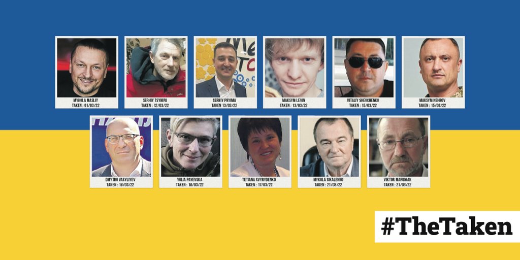 sikorskiradek's tweet photo. Putin can't take Ukraine so he's taking its people. Dozens of civilians have been abducted and thousands more deported to Russia. These war crimes have names and faces. Please share them and demand their safe return. Ask @KremlinRussia_E where are the taken? #TheTaken https://t.co/V0myzoT6k9