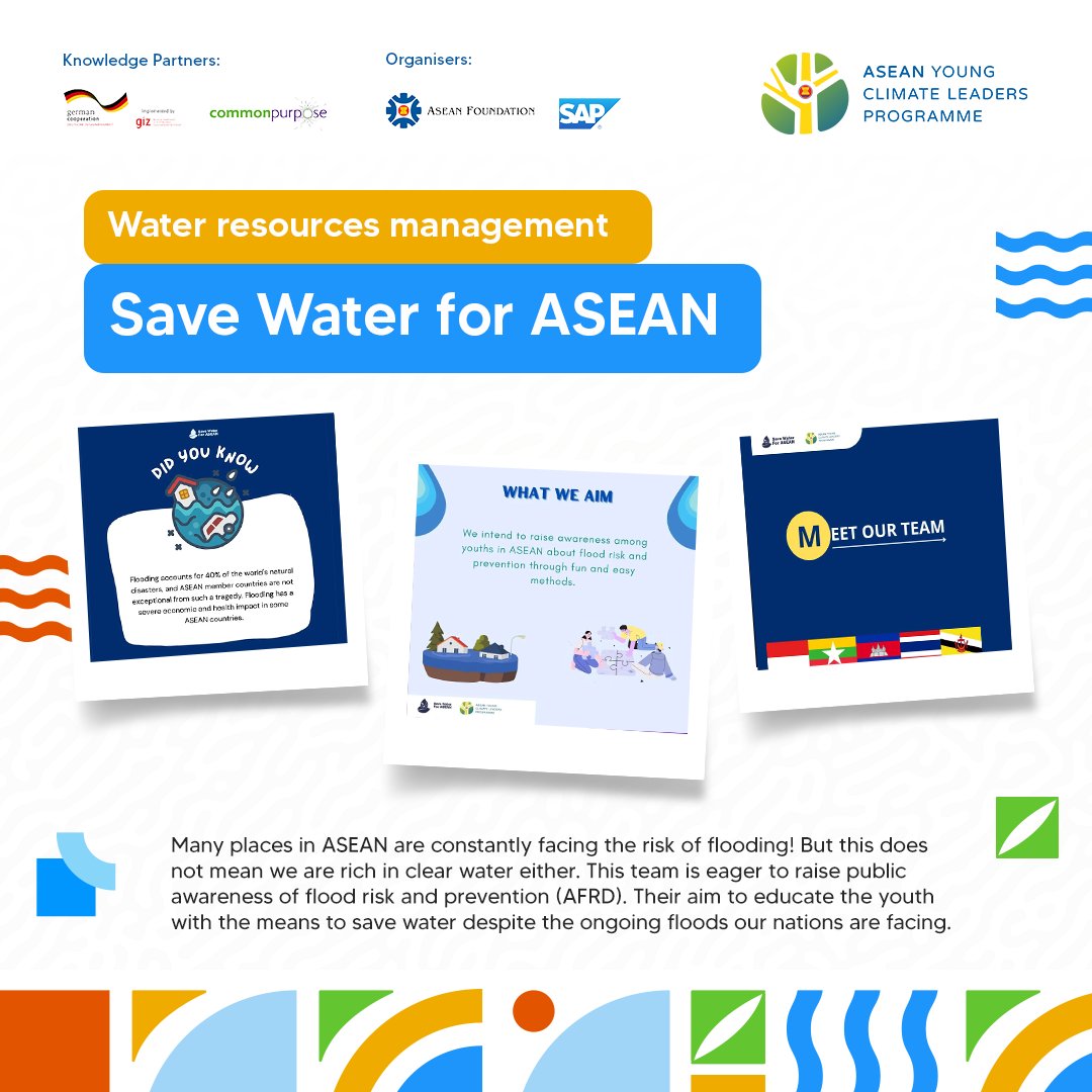 aseanfoundation's tweet photo. Introducing another two leading teams of ASEAN Young Climate Leaders Programme, are Save Water for ASEAN and Peat Project! Check out their pages for interesting climate awareness activities!

#SAP4GOOD #ASEANYCLP #BeASEAN https://t.co/hhNPAkiKfP