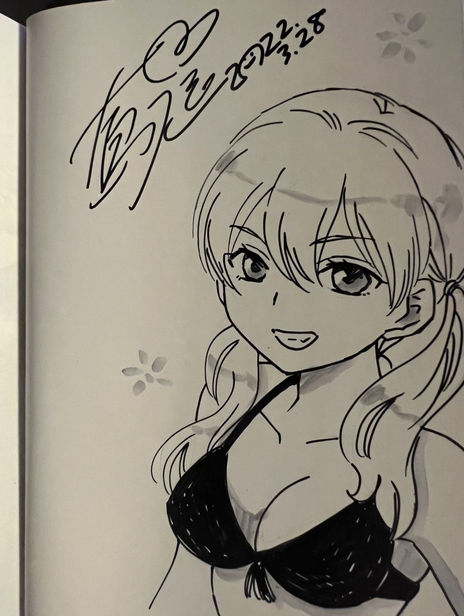 サイン本、紗月たちは中二バージョンの髪型、新キャラ樹里も描いてます🌸 