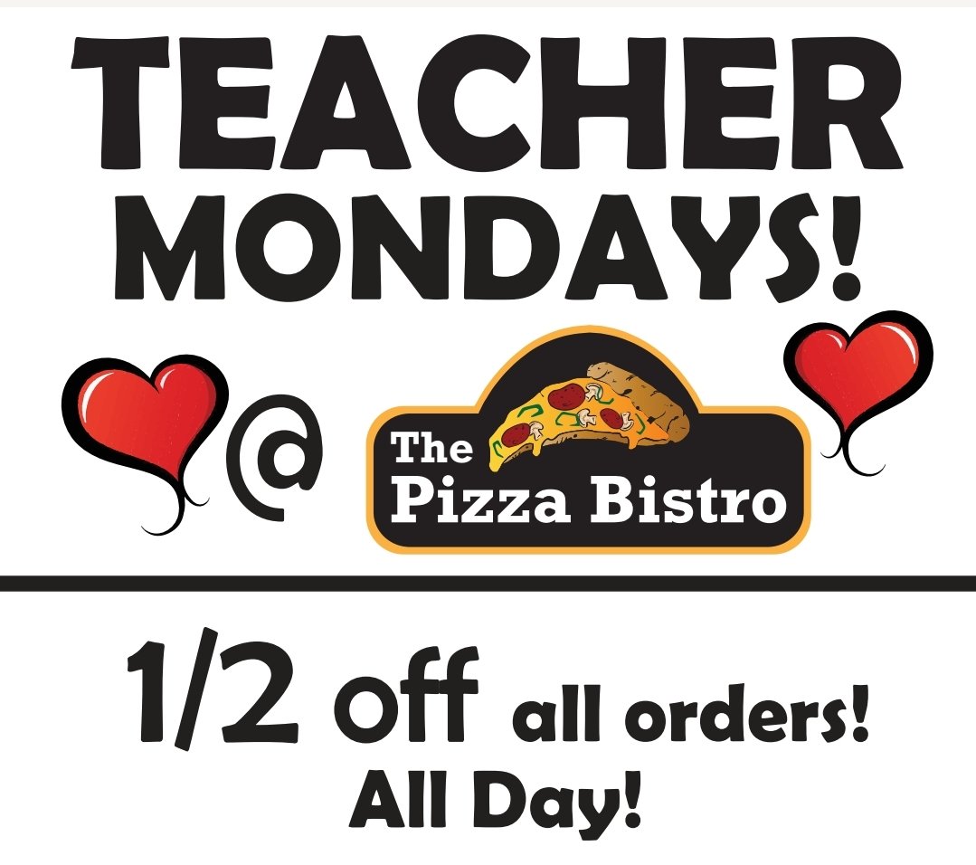 😊TEACHERS!🙂 50% off Mondays is here! Both locations to serve you up this A+Mazing deal! ❤️ Show that Teacher I.D and our TEAM members will take care of you!❤️ pizzatx.com 🍕 817-708-2828 🍕 817-617-7868🍕