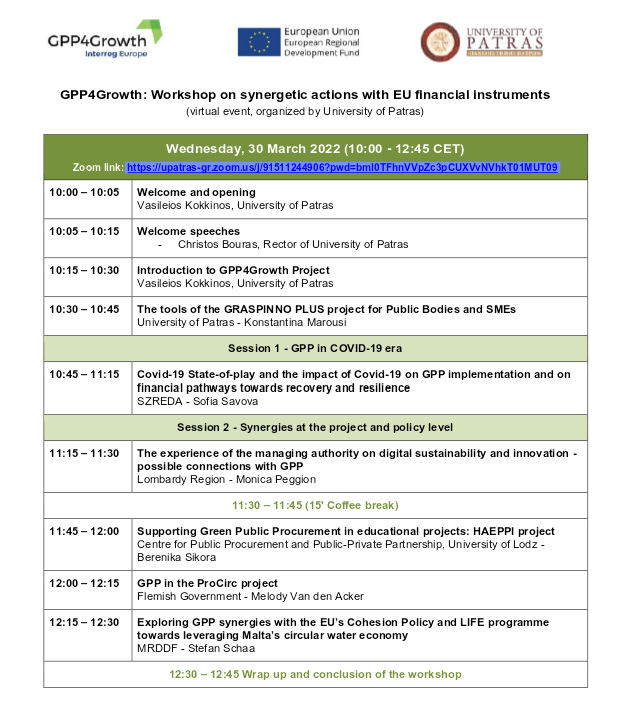 graspinnoPLUS's tweet photo. GRASPINNO tools will be presented during the "@GPP4Growth: Workshop on synergetic actions with EU financial instruments". 
Let's participate! #GPP 
https://t.co/vWpBi7i5Zl https://t.co/5p5bgBwMty