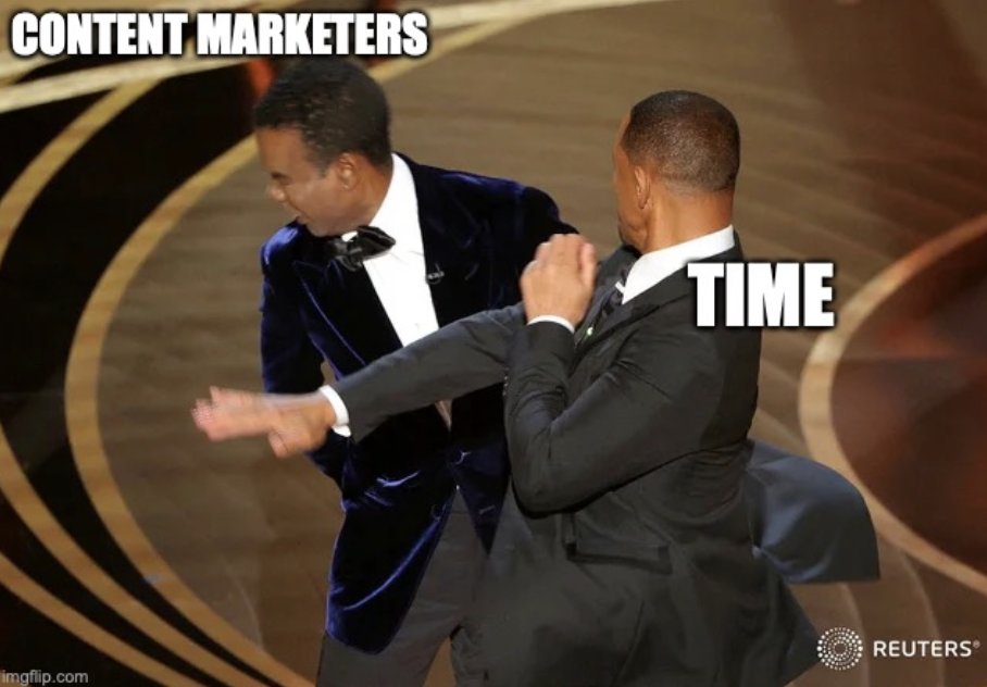Thomas Igou (@thomasigou) on Twitter photo Time is a content marketer's biggest challenge. You wake up one Monday, and a second later it's already the end of the week. #contentmarketing #ContentCreator Time is a content marketer's biggest challenge. You wake up one Monday, and a second later it's already the end of the week. #contentmarketing #ContentCreator