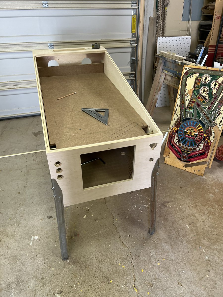 PumRibby's tweet image. I don’t have an engineering degree or industry help, but I have a Home Depot, Hobby Lobby, an old playfield as reference, years of pinball repair under my belt, and one kick a** idea. So I’m building my own pinball machine. Stay Tuned! #pinball #prototype #DreamsToReality